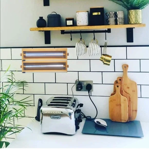 Bamboo Aluminum Foil Dispenser with Cutter-2 and 1 Kitchen Drawer Storage. - Picture 7 of 7